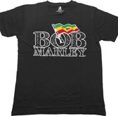 Bob Marley - Flag Logo Heren T-shirt - S - Zwart