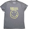 Nirvana - Yellow Happy Face Heren T-shirt - L - Grijs