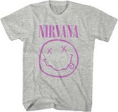 Nirvana - Purple Happy Face Heren T-shirt - M - Grijs