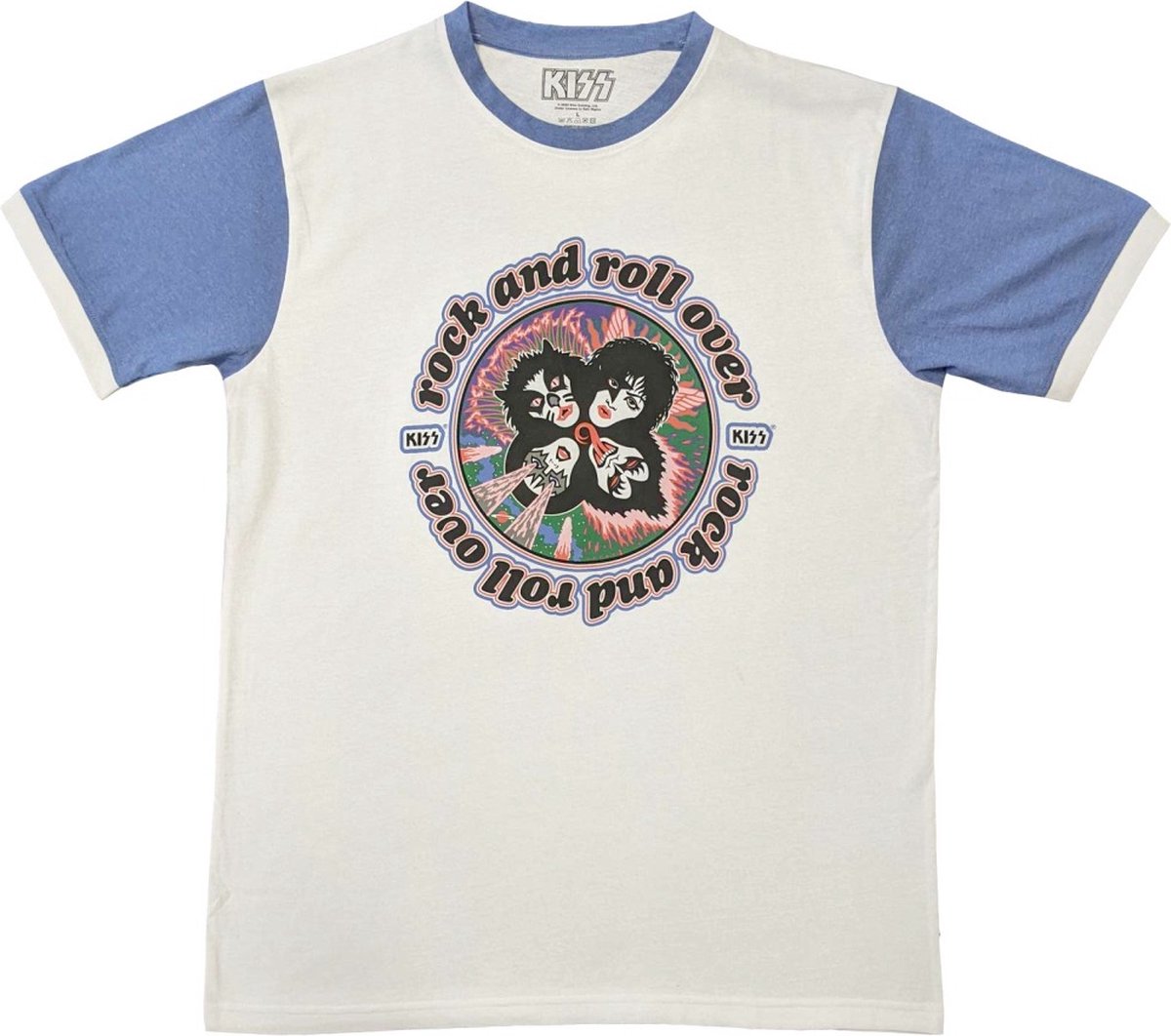 Kiss - Rock And Roll Over Heren T-shirt - M - Wit/Paars