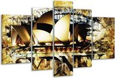 Glasschilderij Sydney - Geel, Bruin, Zwart - 170x100cm 5Luik - Foto Op Glas - Geen Acrylglas Schilderij - 6000+ Glasschilderijen Collectie - Wanddecoratie