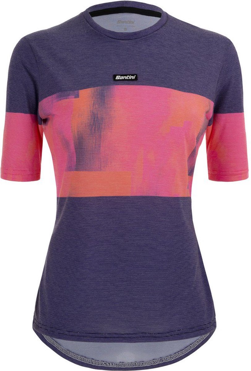 Santini Fietsshirt Korte Mouwen Dames Forza Indoor Training Tech T-Shirt For Women Atomic Paars