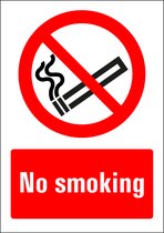 No smoking bord - kunststof 148 x 210 mm