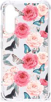 Telefoonhoesje Geschikt voor Samsung Galaxy A34 Silicone Case met transparante rand Butterfly Roses