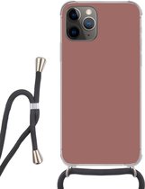 Cordon téléphonique - Chaîne téléphonique - Étui avec cordon iPhone 11 Pro - Terre cuite - Motifs - Rose - Siliconen - Bandoulière - Étui téléphone avec cordon