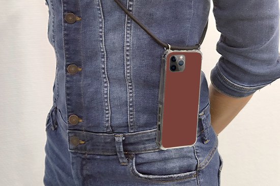 Cordon téléphonique - Chaîne téléphonique - Étui avec cordon Adapté pour iPhone 11 Pro - Palette - Rouge - Intérieur - Siliconen - Bandoulière - Étui de téléphone avec cordon