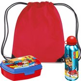 Paw Patrol lunchbox set voor kinderen - 3-delig - rood - kunststof - incl. gymtas/schooltas