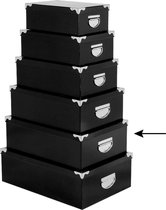 5Five Opbergdoos/box - 4x - zwart - L44 x B31 x H15 cm - Stevig karton - Blackbox
