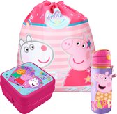 Boîte à lunch Peppa Pig pour enfants - 3 pièces - rose - sac de sport/cartable inclus