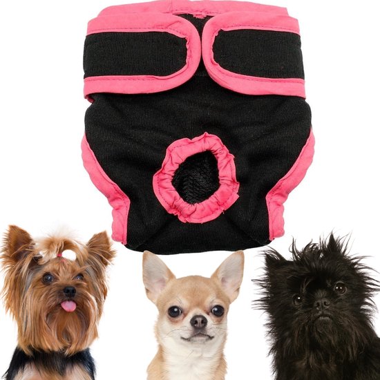 Couche pour chien incontinence et chaleur - Couche pour chienne - taille XS  - noir/rose | bol