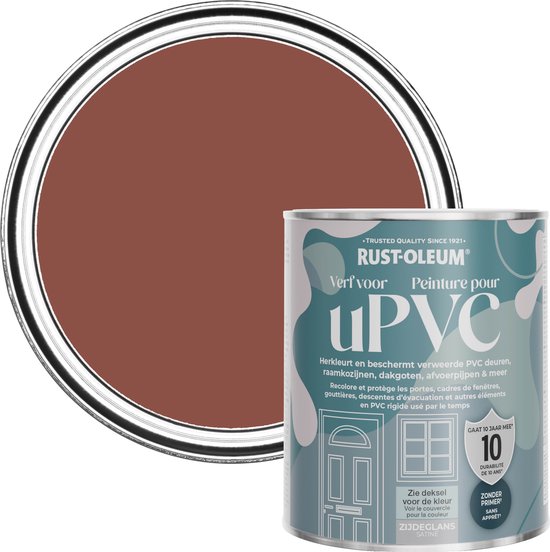 RustOleum Rood Zijdeglans Verf voor PVC Baksteenrood 750 ml