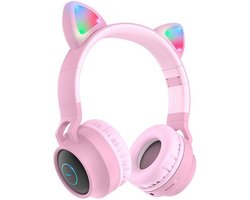 Hoco Draadloze Kinder Koptelefoon Kattenoren Roze
