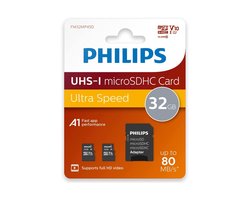 Omslag van Philips FM32MP45D Micro SDHC kaart - 32GB - Class 10 - UHS-I U1 - incl. Adapter - 2-Pack