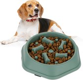 Relaxdays anti-schrokbak voor honden - 500 ml - eetbak tegen schrokken - botjes patroon - groen