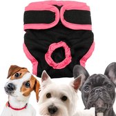 Hondenluier voor teefje/ Loopsheidsbroekje hond voor incontinentie en loopsheid - Luier maat M - zwart/roze