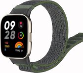 Nylon Smartwatch bandje - Geschikt voor Redmi Watch 3 nylon bandje - legergroen - Strap-it Horlogeband / Polsband / Armband