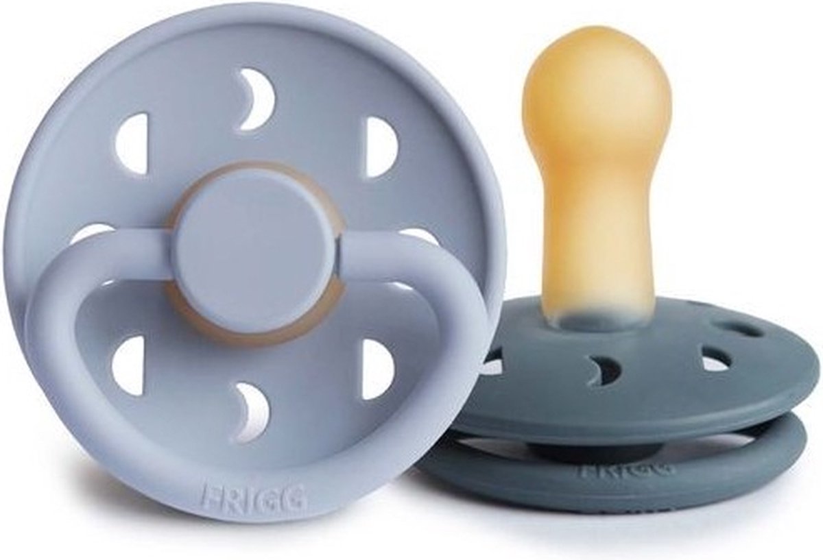 Goedkoopste Frigg Fopspeen Moon Powder Blue/Slate T2 6-18mnd (2 stuks