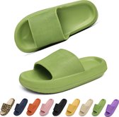 Geweo - Slippers Heren Dames - EVA Badslippers Unisex - Verdikte - Lichtgewicht - Super Zacht aan je Voeten - Anti-Slip en Stevig Voetbed - Anti-lawaai - Groen - Maat 44/45