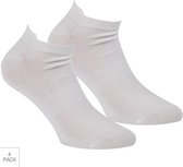Bamboe Sneaker Sokken Met Lipje 6-Pack - Wit - Maat 31-35 - Lage Bamboesokken Voor Frisse Droge Voeten - Dames / Heren