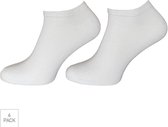 Bamboe Sneaker Sokken Met Badstof Voetbed 6-Pack - Wit - Maat 40-46 - Comfy Lage Bamboe Sokken Voor Frisse Droge Voeten - Dames / Heren