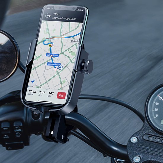 thumbnail: Quad Lock Stuur Telefoonhouder Voor Motor Met Trillingsdemper En MAG Hoesje - Veilig Voor Pixel 8 Pro