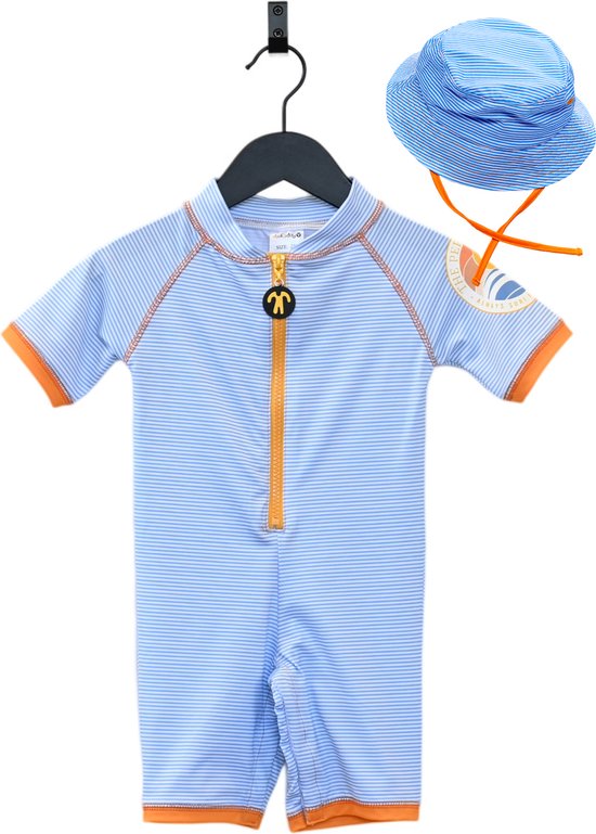 Ducksday - ensemble promo maillot de bain avec bonnet d'été assorti - pour enfant - résistant aux UV UPF50+ - True blue - taille 3 ans