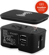 ChargeMore Reisadapter Draadloze Oplader - Universele Wereldstekker - Internationale Reisstekker - Wireless Charger - USB & USB C - 150+ Landen
