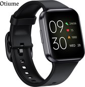 Otiume Smartwatch - Heren & Dames - Geschikt voor IOS, Android - Stressmeter- Stappenteller - Hartslagmeter - Zwart