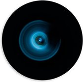 PVC Schuimplaat Muurcirkel - Abstracte Blauwe Lichtcirkel - 60x60 cm Foto op Muurcirkel (met ophangsysteem)
