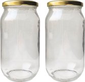 RANO - 2 stuks weckpotten glas 1 liter met sluiting - weckpotjes / opbergpotten / inmaakpot / glazen pot met deksel / glazen potten / weckpot / voorraadpot / weck