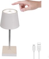 Oplaadbare tafellamp - Dimbaar - Modern - Draadloos - Aluminium - incl kabel - Wit - Stijlvol