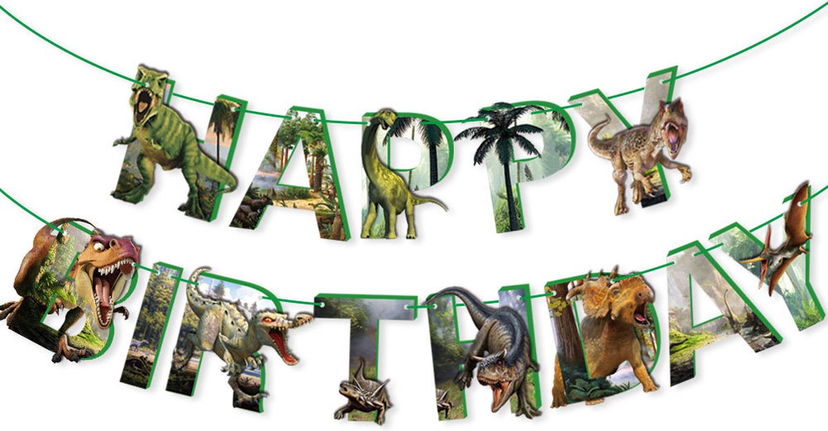 Dino Versiering Dinosaurus Slingers Happy Birthday Slinger Kinderfeestje Verjaardag Versiering Verjaardag Decoratie