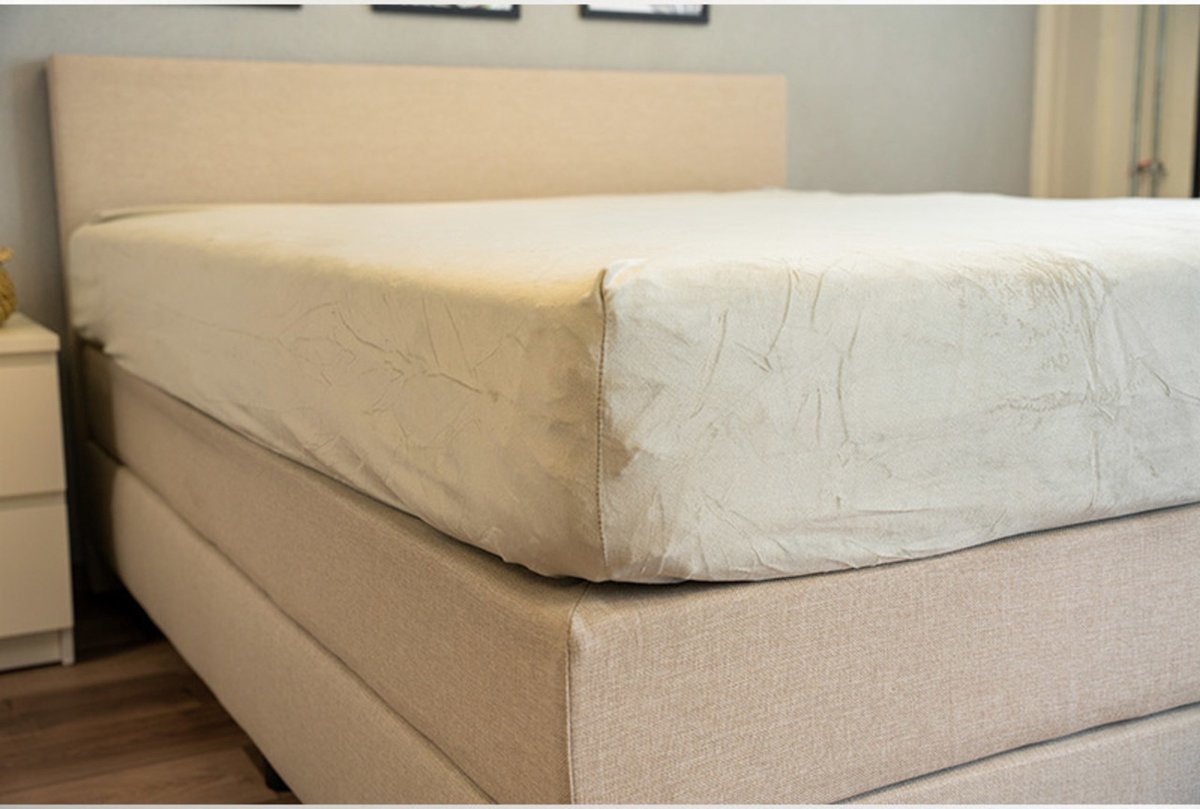 Beau Maison Velvet Hoeslaken Zilver 180 x 200 cm + 40 cm hoekhoogte
