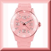 Hetty'S - Licht roze horloge - van siliconen - Maat kast 44 mm