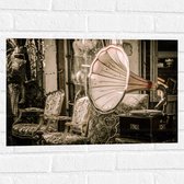 Muursticker - Ouderwets Muziekdoosje - 60x40 cm Foto op Muursticker