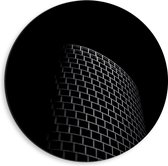 Dibond Muurcirkel - Abstract Gebouw van Zwarte Vakken - 40x40 cm Foto op Aluminium Muurcirkel (met ophangsysteem)