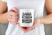 Rick & Rich Mok - Mok Celebrate Differences- Mok Autisme - Accept Autism - Mok met opdruk - Grappige Mok - Witte koffie mok bedrukt - Witte thee mok - Mug quote - Mok met quote - Cadeau voor man - Cadeau voor vrouw