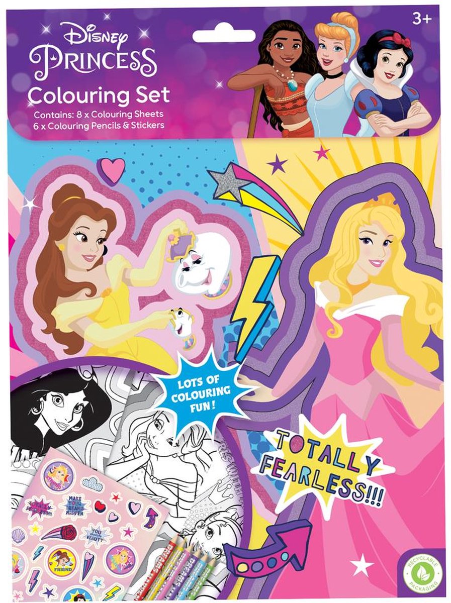 Tekenset ''Disney Princess'' | Disney | Kleurplaten kleurpotloden en stickers | Knutselen | Speelgoed | Tekenen | Kleuren | Stickers | Stickers | Kleurpotloden | Knutselen meisjes | Tekenset kinderen | Prinsessen | Prinses
