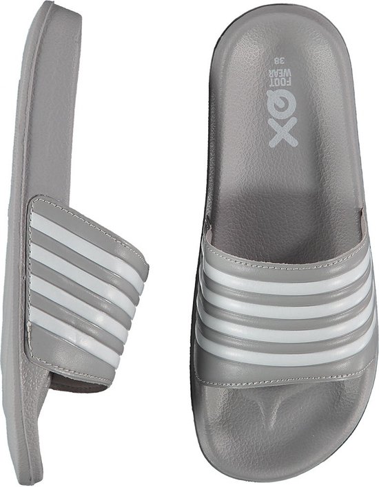 XQ - Slippers Femme - Rayures - Grijs - Chaussons de bain pour femmes - Assise plantaire en forme