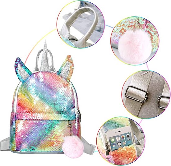 Popelli Rugzak - Schooltas - Kinderrugzak - Eenhorn/Unicorn - A4 formaat - Lichtgewicht (E1835 U-VT