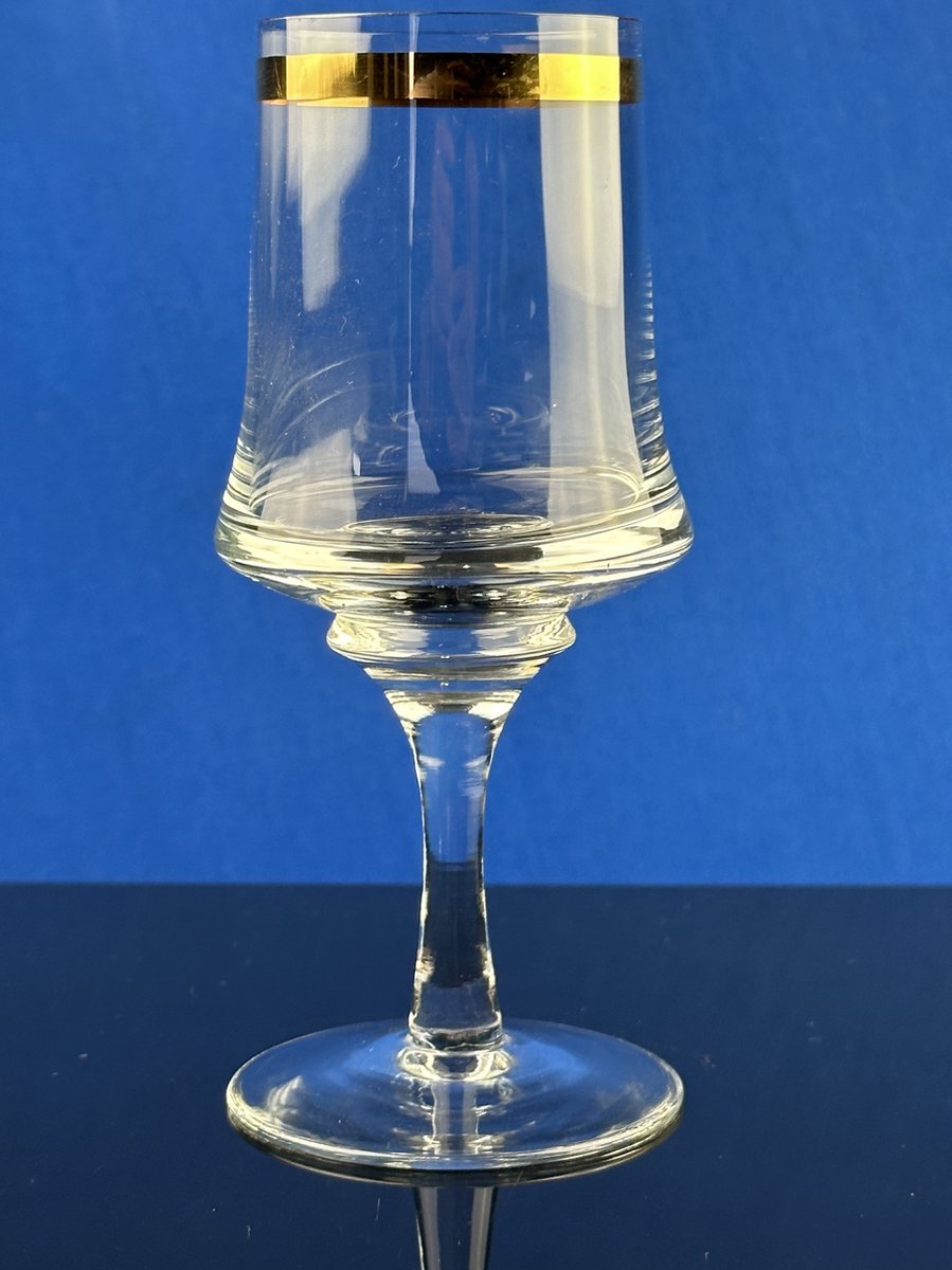 Wijn glazen Helder kristal met gouden rand 2 stuks