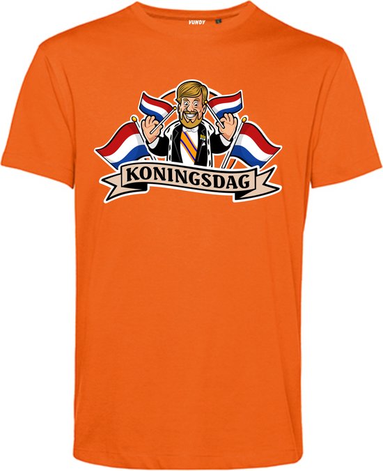 T-shirt Kingsday Cartoon | Koningsdag kleding | oranje t-shirt | Oranje | maat S