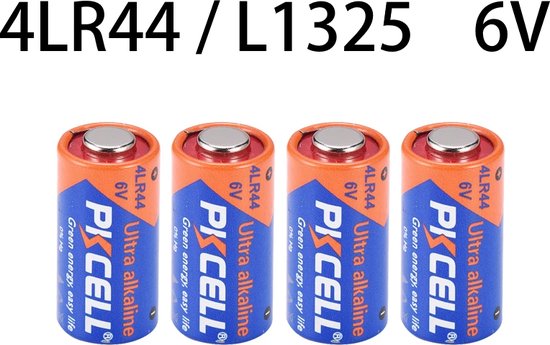 PKCELL 4LR44 Alkaline 6V Batterij - L1325 - PX28 Blafband - Rookmelder - Camera - Afstandsbediening - Garage - Milieubewust verpakt - 4 Stuks