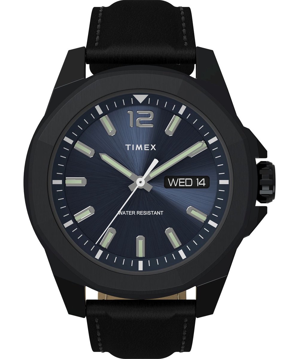 Timex Essex Avenue TW2V42900 Horloge - Leer - Zwart - Ø 46 mm