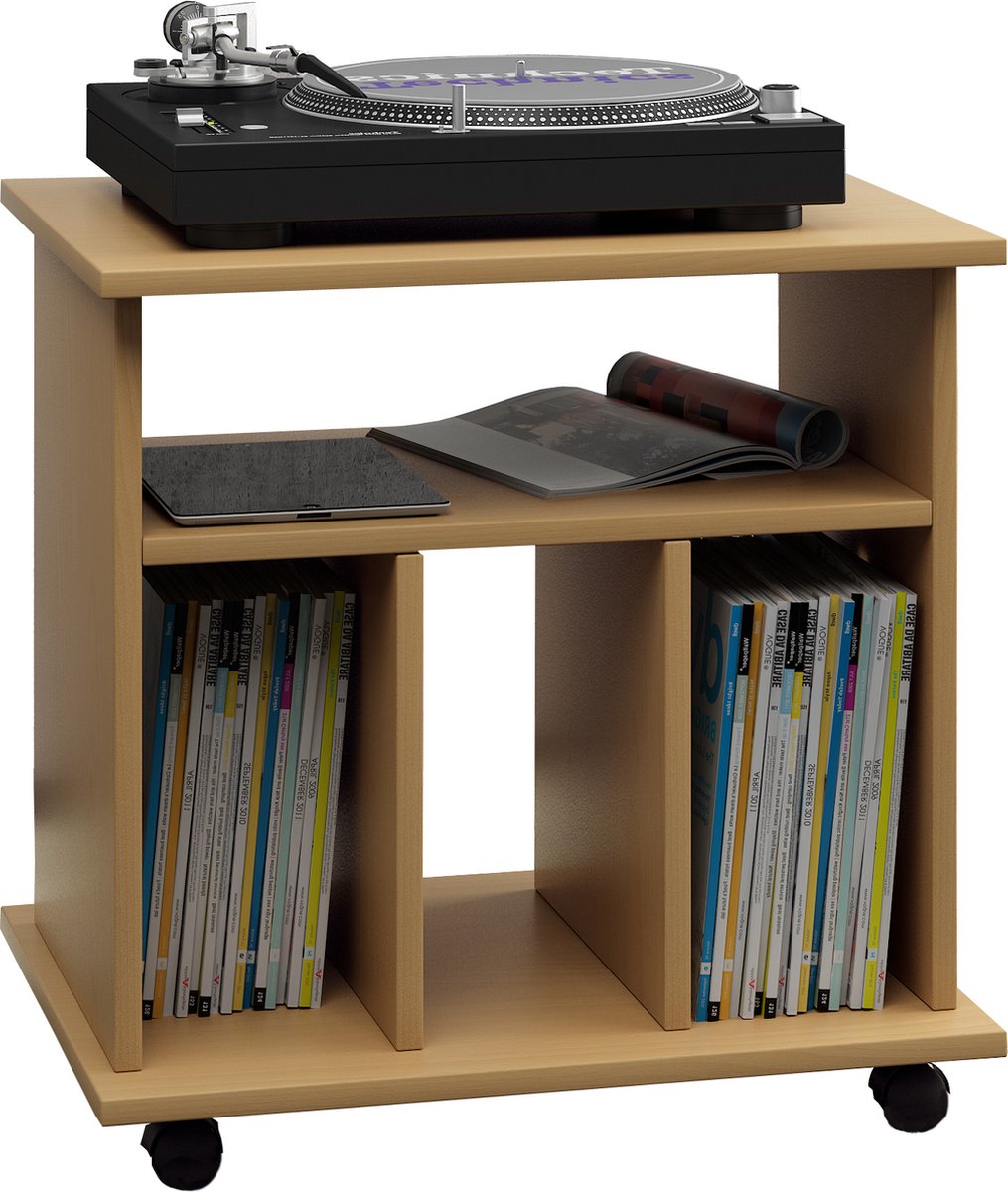 Retal wandkast retro voor LP-platenrek 4 plankenBeuken decor.