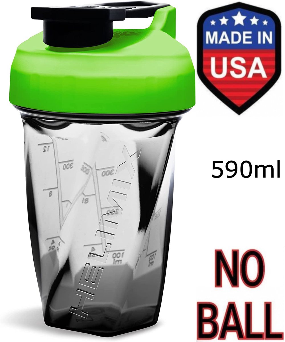 Goedkoopste Helimix Vortex Shaker beker - Kleur Neon Green - 590ml - Geen blending bal of garde nodig - Beste draagbare pre-workout wei-eiwit fitness beker - Mixt Cocktails, Smoothies en Shakes - Bidon is vaatwasserbestendig