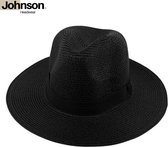 Panama hoed heren & dames - Fedora - Zonnehoed - Strohoed - Strandhoed - Maat: 58cm verstelbaar - Kleur: Zwart
