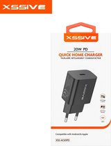 Quick Home Charger Zwart Black USB C To 8 Pin (C-8Pin) 20W PD XSS-AC65PD For Apple Devices (Iphone Charger)