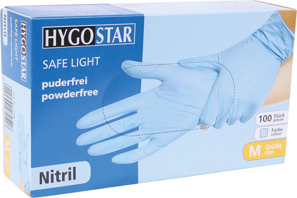 Goedkoopste Hygostar Wegwerp handschoenen - Nitril - Poedervrij - Blauw - M - 100 stuks