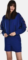 Tweedelige Set Dames - Korte broek & Jasje - Short - Sweatpants - Jacket - Capuchon – Blauw - XL